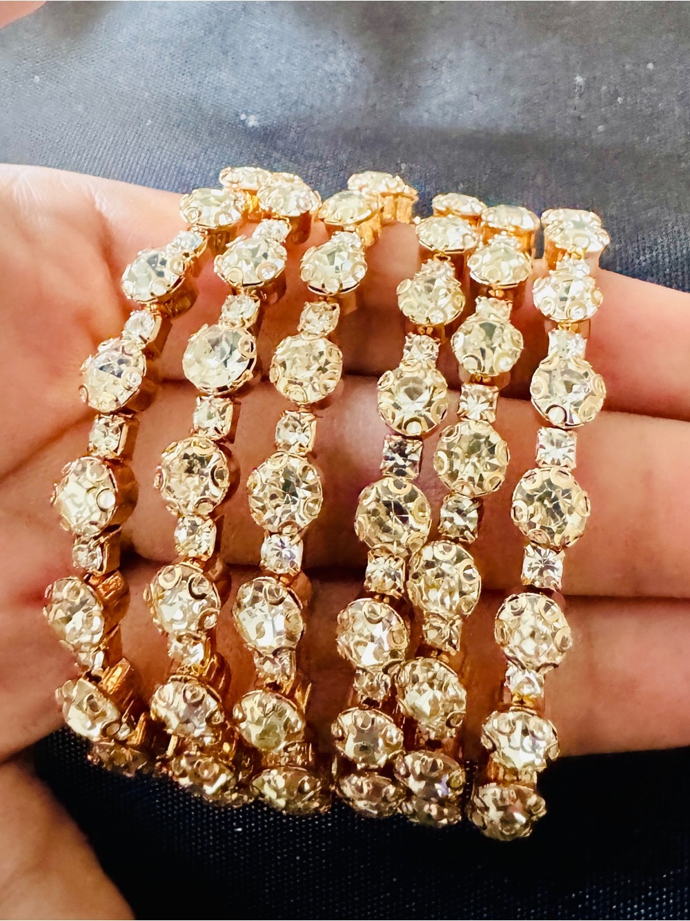 6 pcs Gold Crystal Bracelet Set - Elegant Women's Jewelry